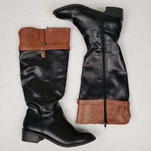 Serra Vegan Leather Riding Boots size 7 Black Brown